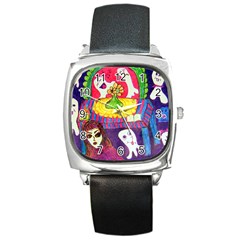 Circus Ghosts Square Metal Watch by snowwhitegirl