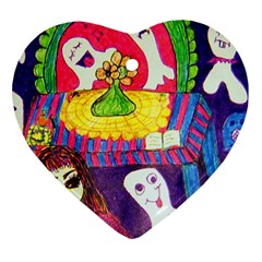 Circus Ghosts Heart Ornament (two Sides) by snowwhitegirl