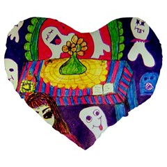 Circus Ghosts Large 19  Premium Heart Shape Cushions by snowwhitegirl