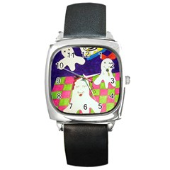 Circus Ghosts Sing Square Metal Watch by snowwhitegirl