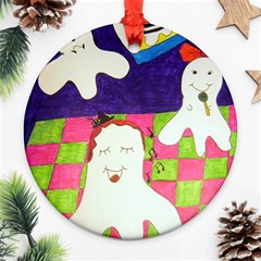 Circus Ghosts Sing Round Ornament (two Sides) by snowwhitegirl