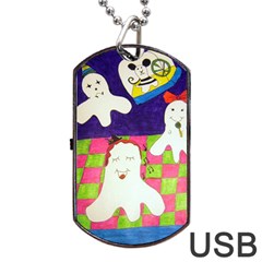 Circus Ghosts Sing Dog Tag Usb Flash (two Sides) by snowwhitegirl