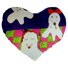 Circus Ghosts Sing Large 19  Premium Heart Shape Cushions by snowwhitegirl