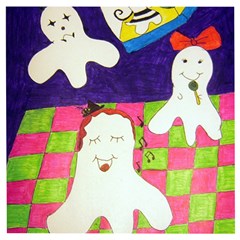 Circus Ghosts Sing Wooden Puzzle Square by snowwhitegirl