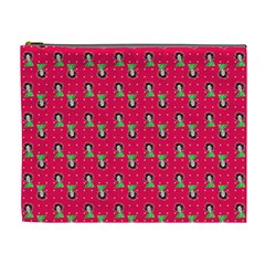 Headphones Girl Pink Red Cosmetic Bag (xl)