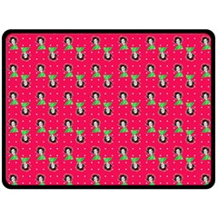 Headphones Girl Pink Red Fleece Blanket (large)  by snowwhitegirl