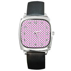 Headphones Girl Pink Square Metal Watch by snowwhitegirl