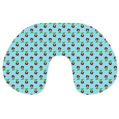 Headphones Girl Aqua Travel Neck Pillow by snowwhitegirl