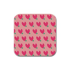 Hearts Rubber Square Coaster (4 Pack) 