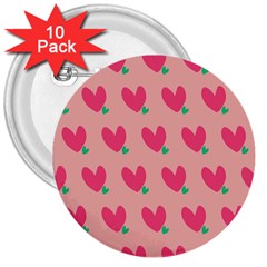 Hearts 3  Buttons (10 Pack) 