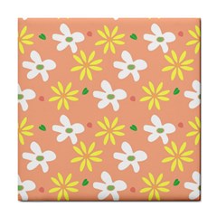 Beige Flowers W No Red Flower Tile Coaster by tousmignonne25