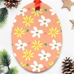 Beige Flowers W No Red Flower Ornament (oval)