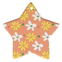 Beige Flowers W No Red Flower Star Ornament (two Sides) by tousmignonne25