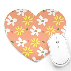 Beige Flowers W No Red Flower Heart Mousepads by tousmignonne25