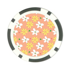 Beige Flowers W No Red Flower Poker Chip Card Guard by tousmignonne25