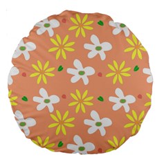 Beige Flowers W No Red Flower Large 18  Premium Round Cushions