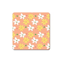 Beige Flowers W No Red Flower Square Magnet by tousmignonne25