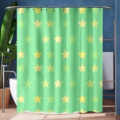 Stars Green Shower Curtain 60  X 72  (medium)  by tousmignonne25