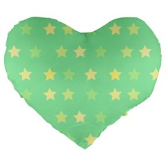 Stars Green Large 19  Premium Flano Heart Shape Cushions by tousmignonne25