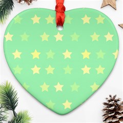 Stars Green Heart Ornament (two Sides) by tousmignonne25