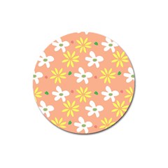 Beige Flowers W No Red Flower Magnet 3  (round) by tousmignonne25