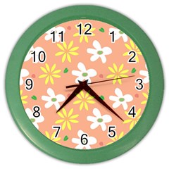 Beige Flowers W No Red Flower Color Wall Clock by tousmignonne25