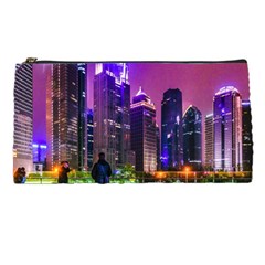 Lujiazui District Nigth Scene, Shanghai China Pencil Case by dflcprintsclothing