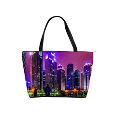 Lujiazui District Nigth Scene, Shanghai China Classic Shoulder Handbag by dflcprintsclothing