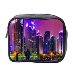 Lujiazui District Nigth Scene, Shanghai China Mini Toiletries Bag (two Sides)