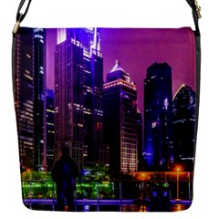 Lujiazui District Nigth Scene, Shanghai China Flap Closure Messenger Bag (s) by dflcprintsclothing