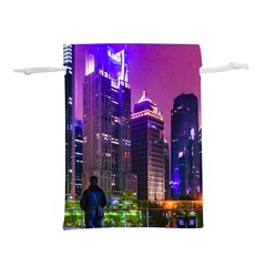 Lujiazui District Nigth Scene, Shanghai China Lightweight Drawstring Pouch (s)