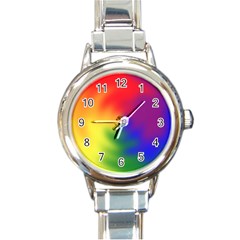 Rainbow Colors Lgbt Pride Abstract Art Round Italian Charm Watch by yoursparklingshop