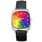 Rainbow Colors LGBT Pride Abstract Art Square Metal Watch Front