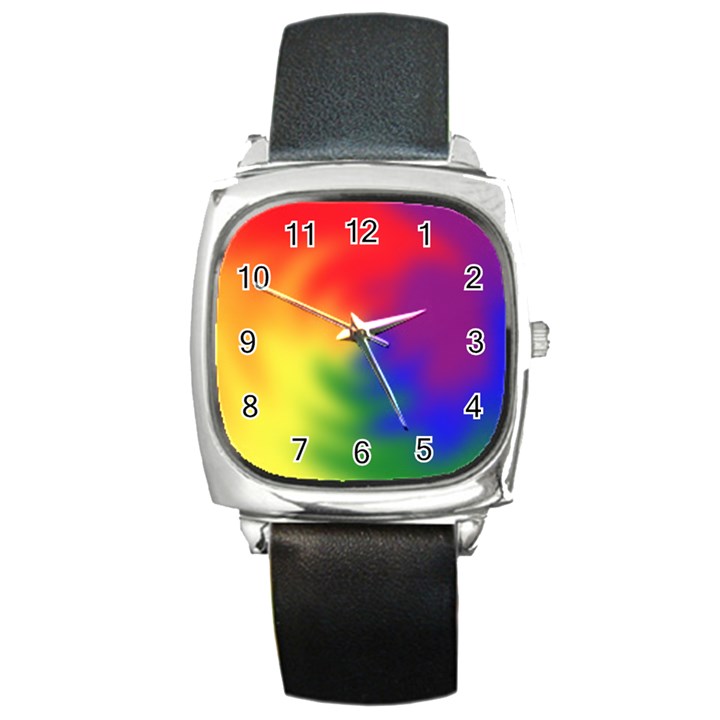 Rainbow Colors LGBT Pride Abstract Art Square Metal Watch