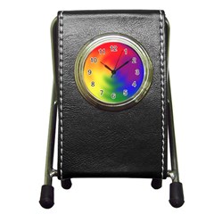 Rainbow Colors Lgbt Pride Abstract Art Pen Holder Desk Clock by yoursparklingshop