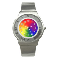 Rainbow Colors Lgbt Pride Abstract Art Stainless Steel Watch by yoursparklingshop