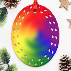 Rainbow Colors Lgbt Pride Abstract Art Ornament (oval Filigree)