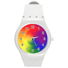 Rainbow Colors Lgbt Pride Abstract Art Round Plastic Sport Watch (m) by yoursparklingshop