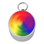 Rainbow Colors LGBT Pride Abstract Art Mini Silver Compasses Front