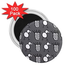 Grey Base, B&w Chpa Pattern Design 2 25  Magnets (100 Pack)  by CHPALTD