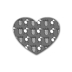 Grey Base, B&w Chpa Pattern Design Rubber Coaster (heart)  by CHPALTD