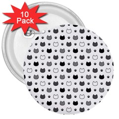 Kitten Head Paw Footprint Seamless Pattern 1 3  Buttons (10 Pack)  by TastefulDesigns