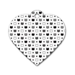 Kitten Head Paw Footprint Seamless Pattern 1 Dog Tag Heart (one Side) by TastefulDesigns