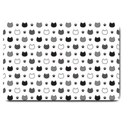 Kitten Head Paw Footprint Seamless Pattern 1 Large Doormat  by TastefulDesigns