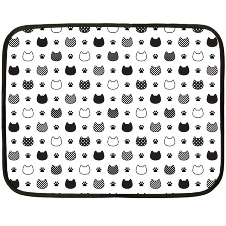 kitten head paw footprint seamless pattern 1 Fleece Blanket (Mini)