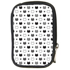 Kitten Head Paw Footprint Seamless Pattern 1 Compact Camera Leather Case by TastefulDesigns