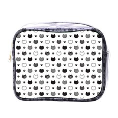 Kitten Head Paw Footprint Seamless Pattern 1 Mini Toiletries Bag (one Side) by TastefulDesigns