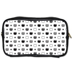 Kitten Head Paw Footprint Seamless Pattern 1 Toiletries Bag (one Side) by TastefulDesigns