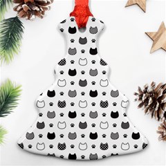 Kitten Head Paw Footprint Seamless Pattern 1 Ornament (christmas Tree) 