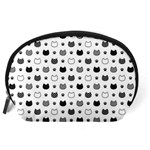 kitten head paw footprint seamless pattern 1 Accessory Pouch (Large) Back